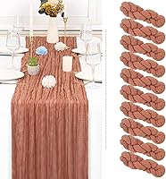 Vista 375 de Showgeous 10 Pack Baby Pink Cheesecloth Table Runner 10FT Long Semi-Sheer Gauze Table Runner Boho or Rustic Wedding Decor for Wedding Decor Arch