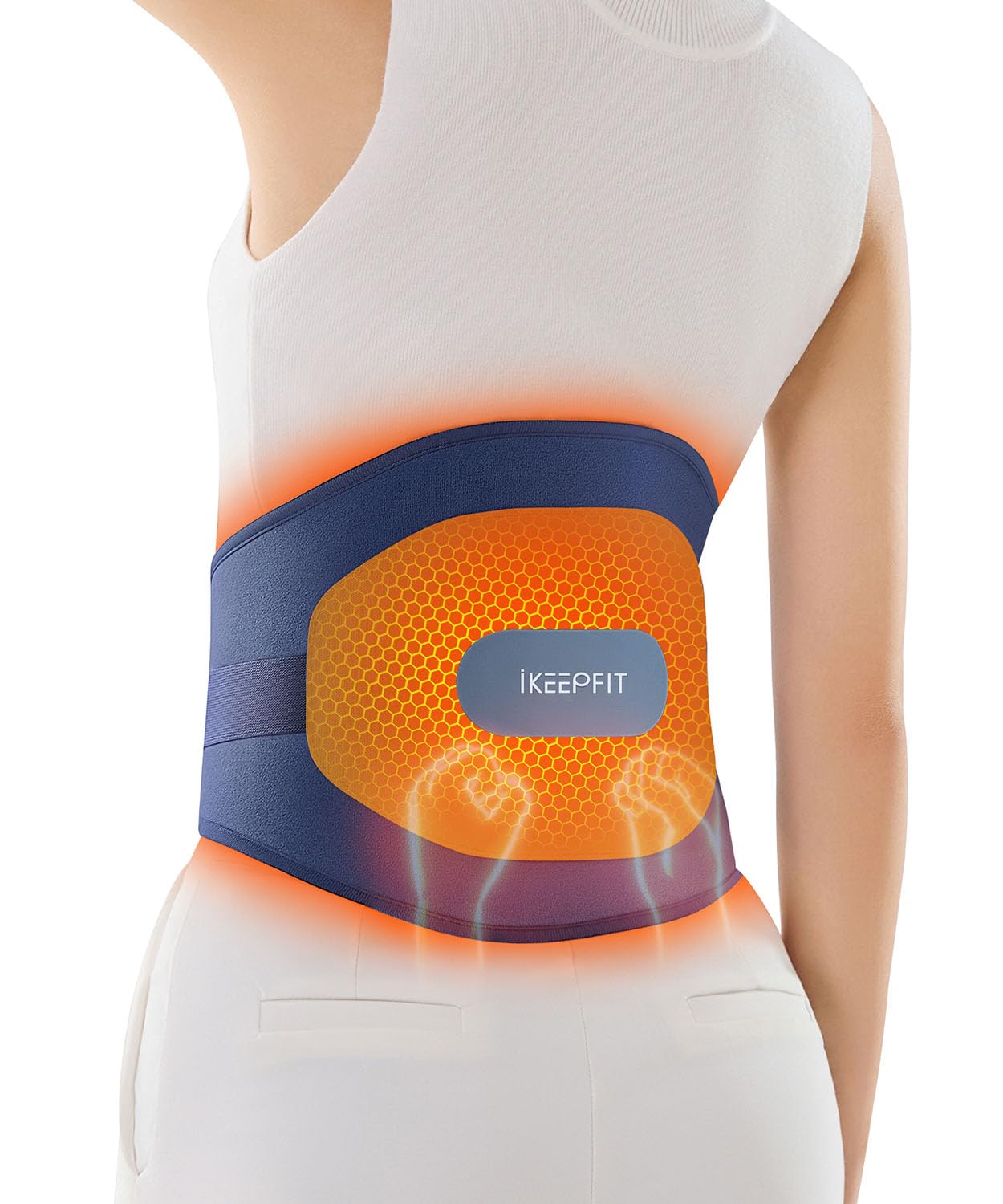 Portable Heating Pad for Back, Cordless Wearable Heat Belt with Massager for Lower Back Pain Relief, Battery Powered 8000 mAh Rechargeable, MAXwarm® 3.0, Gift for Women Men 90-310 lbs