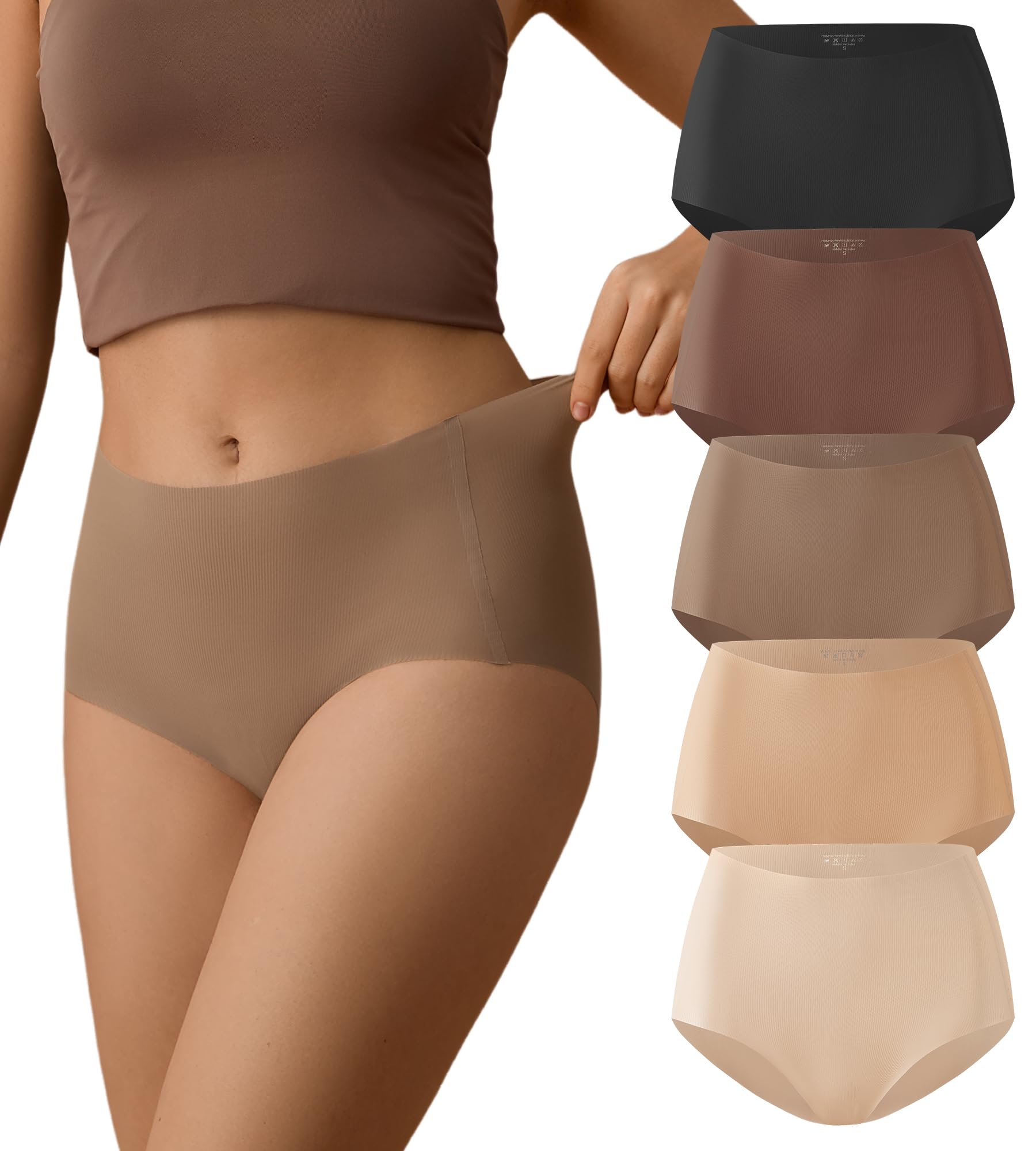 SHARICCA Seamless Slips Damen Hohe Taille Stretch Atmungsaktiv Unterhose Damen Nahtlos Dünn und Leicht Ohne Naht Panties