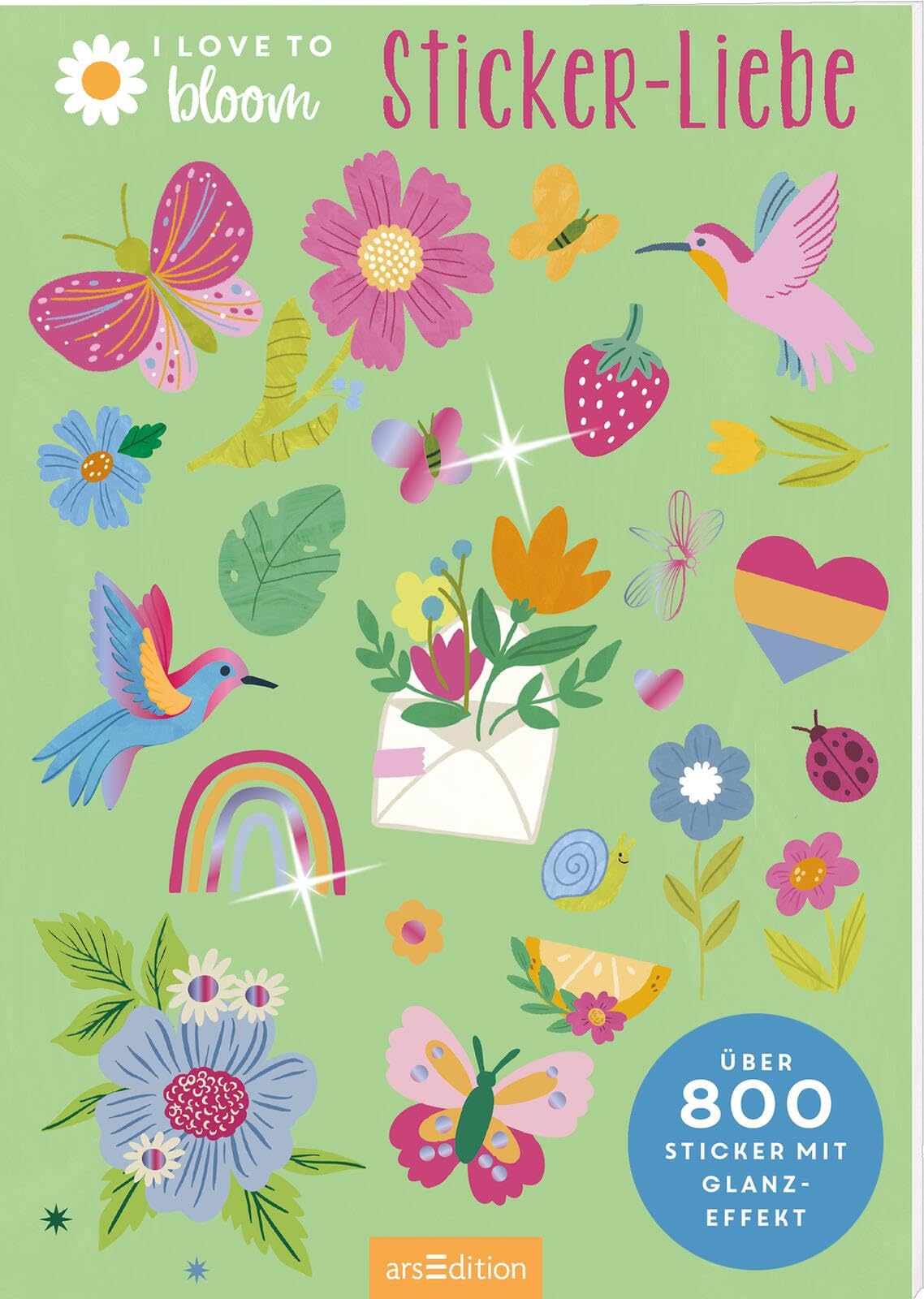 Sticker-Liebe autocollants brillants I Love to Bloom pour occuper vos enfants
