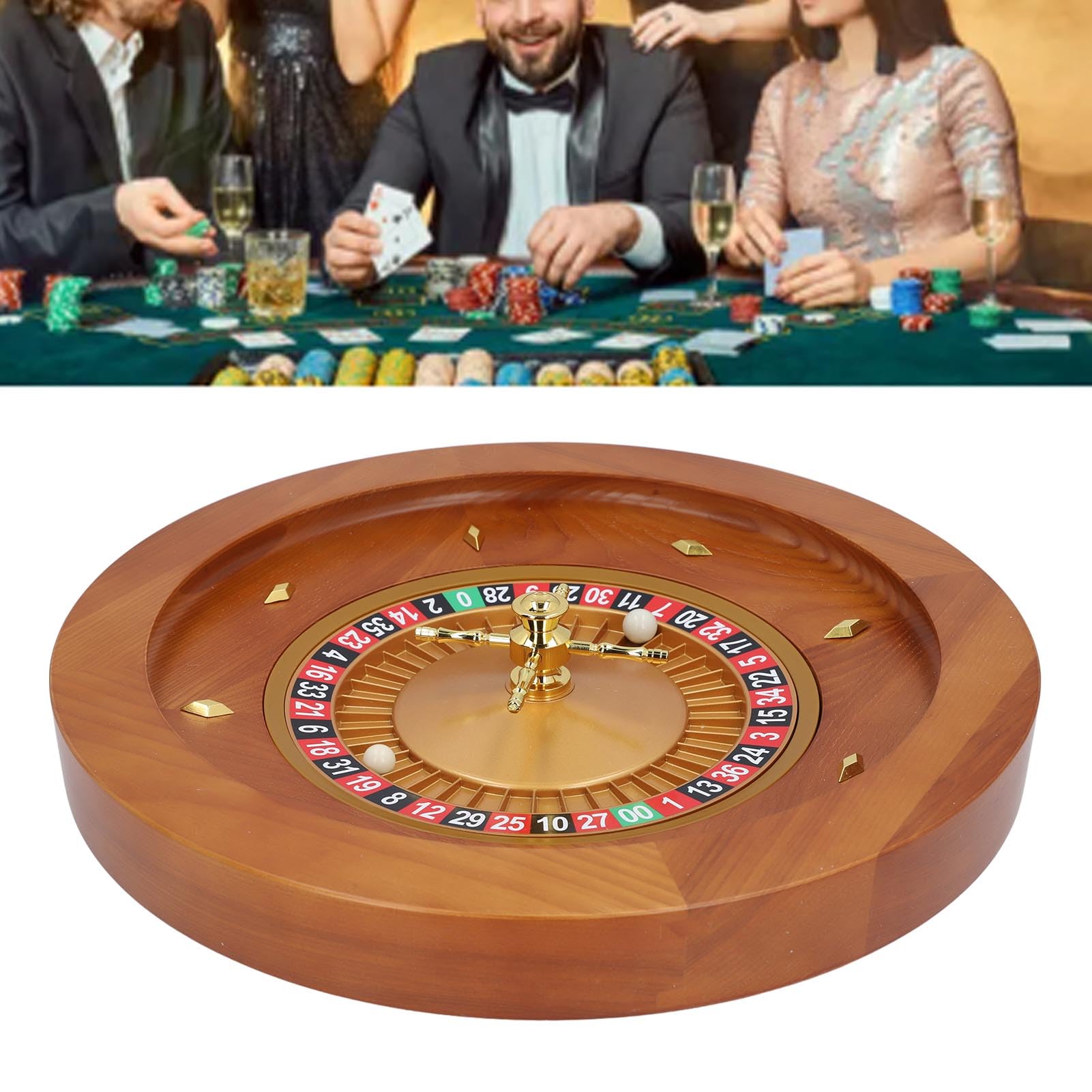 Generic Drewniany Zestaw Kółek do Gier Imprezowych dla Dorosłych Elegancki Design o średnicy 45 Cm Płynny Obrót z 2 Kulkami Idealny do Nocnej Zabawy