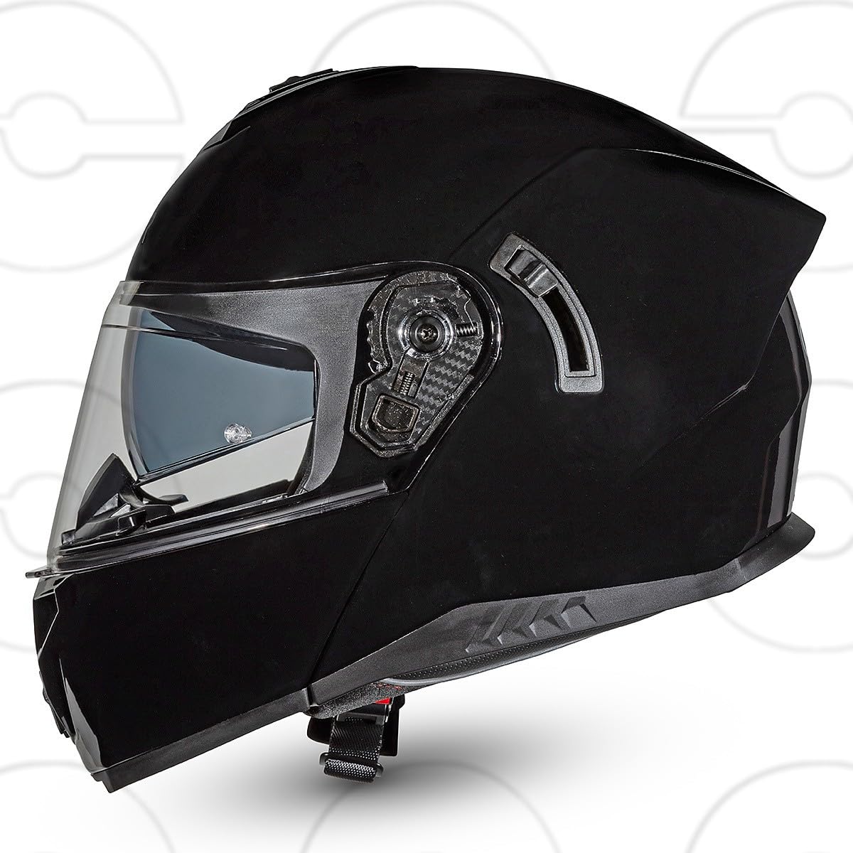 CRUIZER Casco Moto Scooter Modulare Nero Lucido Doppia Visiera con Visiera aggiuntiva oscurata XL