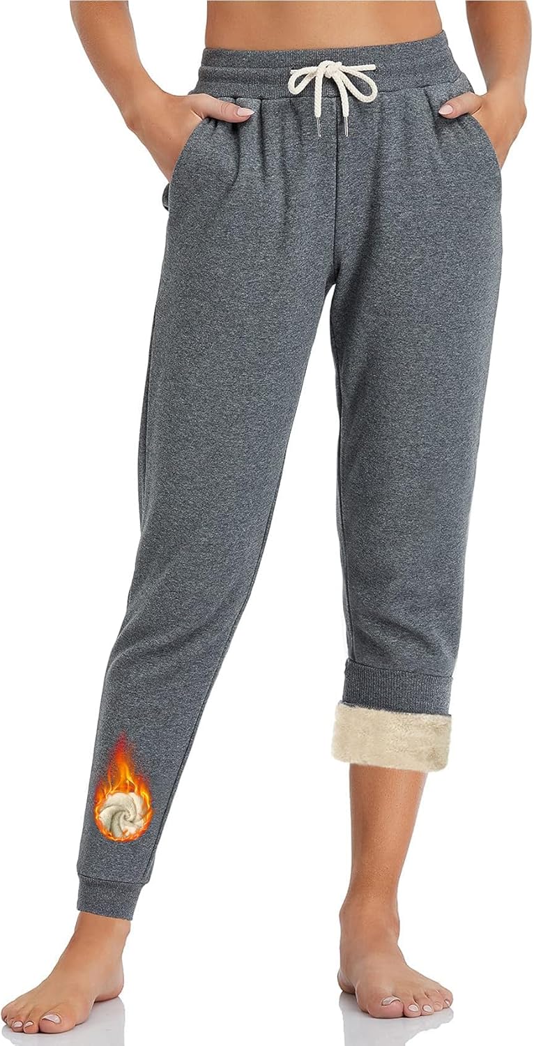 Inno Women's 28" 31" 34" 36" Sherpa Polar Fleece Lined Jogger Pants Warm Sweatpants Thermal Athletic Lounge Petite Tall