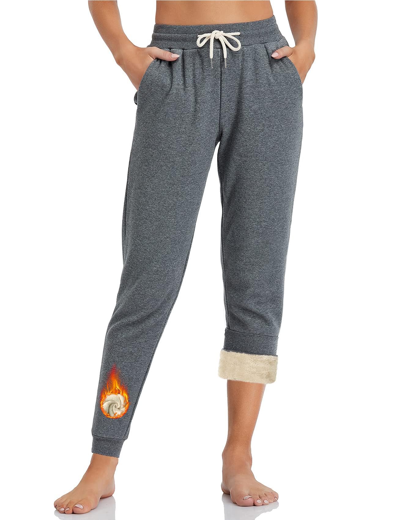 Inno Women's 28" 31" 34" 36" Sherpa Polar Fleece Lined Jogger Pants Warm Sweatpants Thermal Athletic Lounge Petite Tall