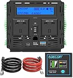 EDECOA Pure Sine Wave Power Inverters 12V to 240V 1500W Car Inverter 3000W Peak Solar Inverters with New LCD, Remote Controller, LED Indicator,USB Port and USB-C 1500WLCD