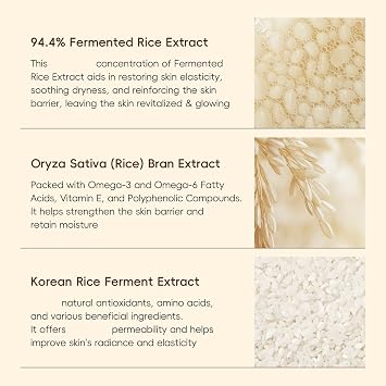 5 Stück Reis Skincare SetKorean Skincare Set für DamenGlatte GesichtspflegesetsRice Gesichtspflege Set mit Gesichtscreme+Serum+Toner+Augencreme+CleanserFeuchtigkeit und Beruhigende Pflege