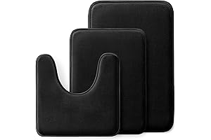 3 Piece Memory Foam Bath Rugs Sets Black