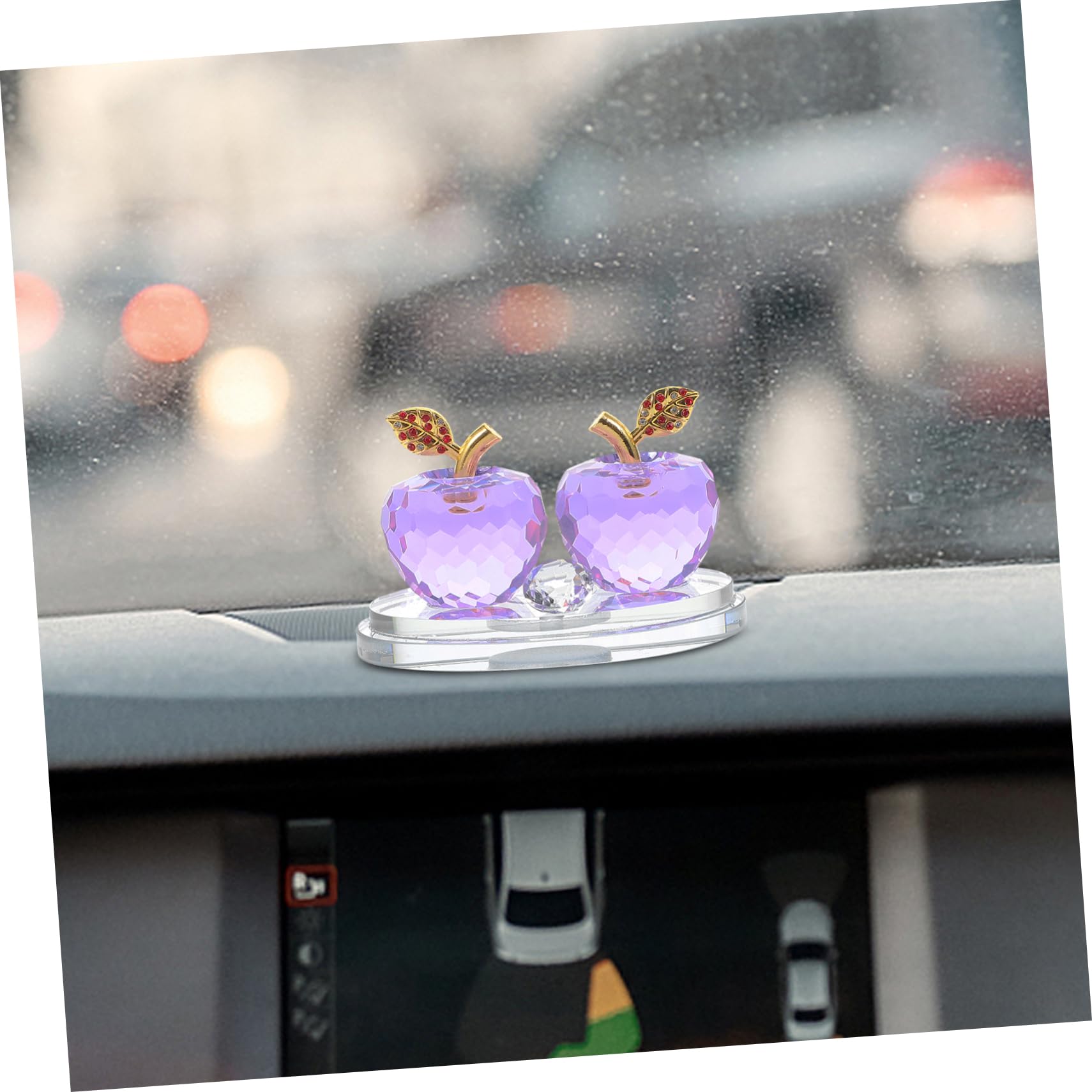 Zerodeko Glas Parfümhalter in Apfelform fürs Armaturenbrett Aromatherapie Funktion Einfache Montage für Auto Innenraum und Mittelkonsole