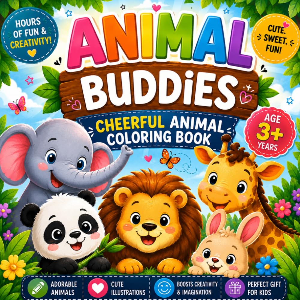 ANIMAL BUDDIES: The cheerful animal coloring book