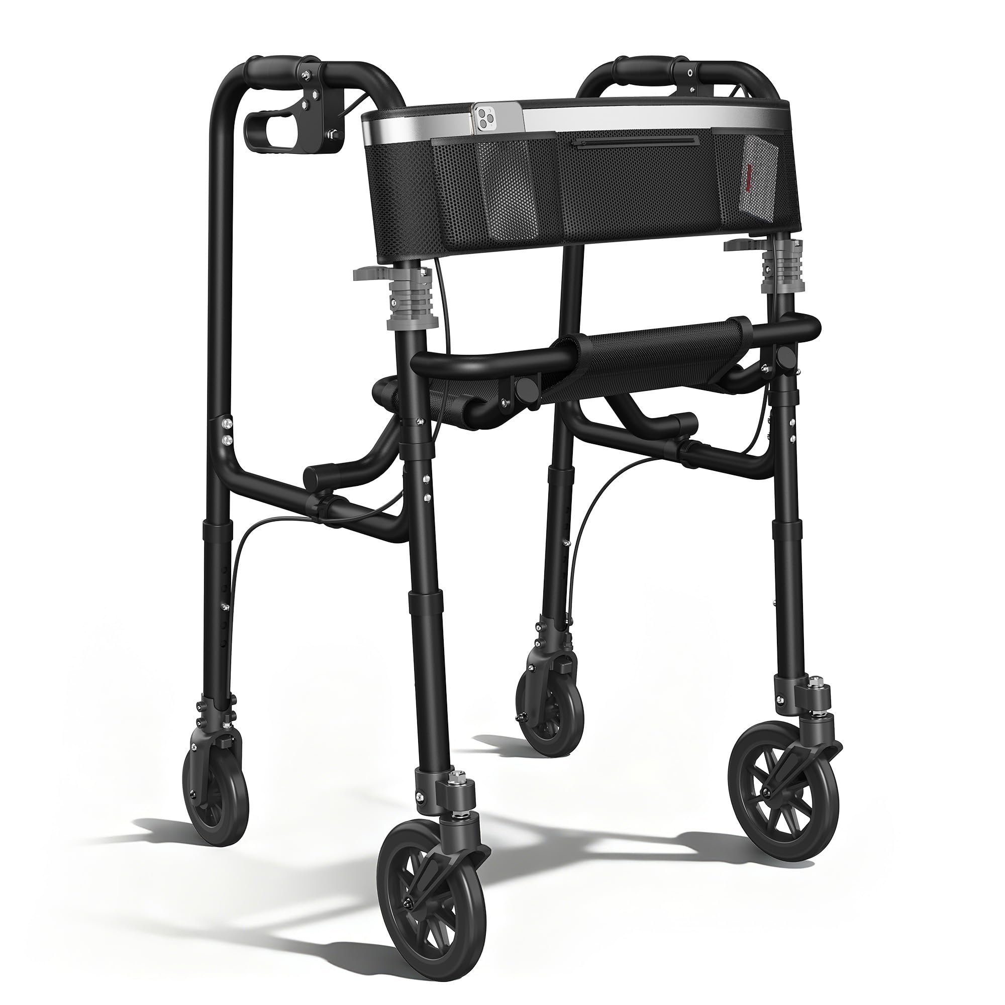 Walkers for Seniors, 4 Wheel Rollator Walker with Seat Supports 300lb