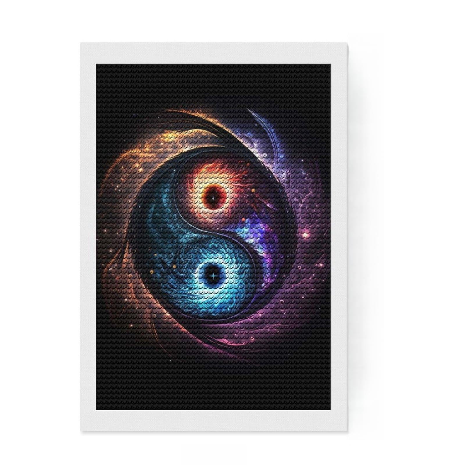 Junmoney Yin Yang Universe V1 5D Diamond Painting Kit 8"x12", Round Gems, Christmas Gift, Easy Craft Set, Vintage Style Decor, for Adults