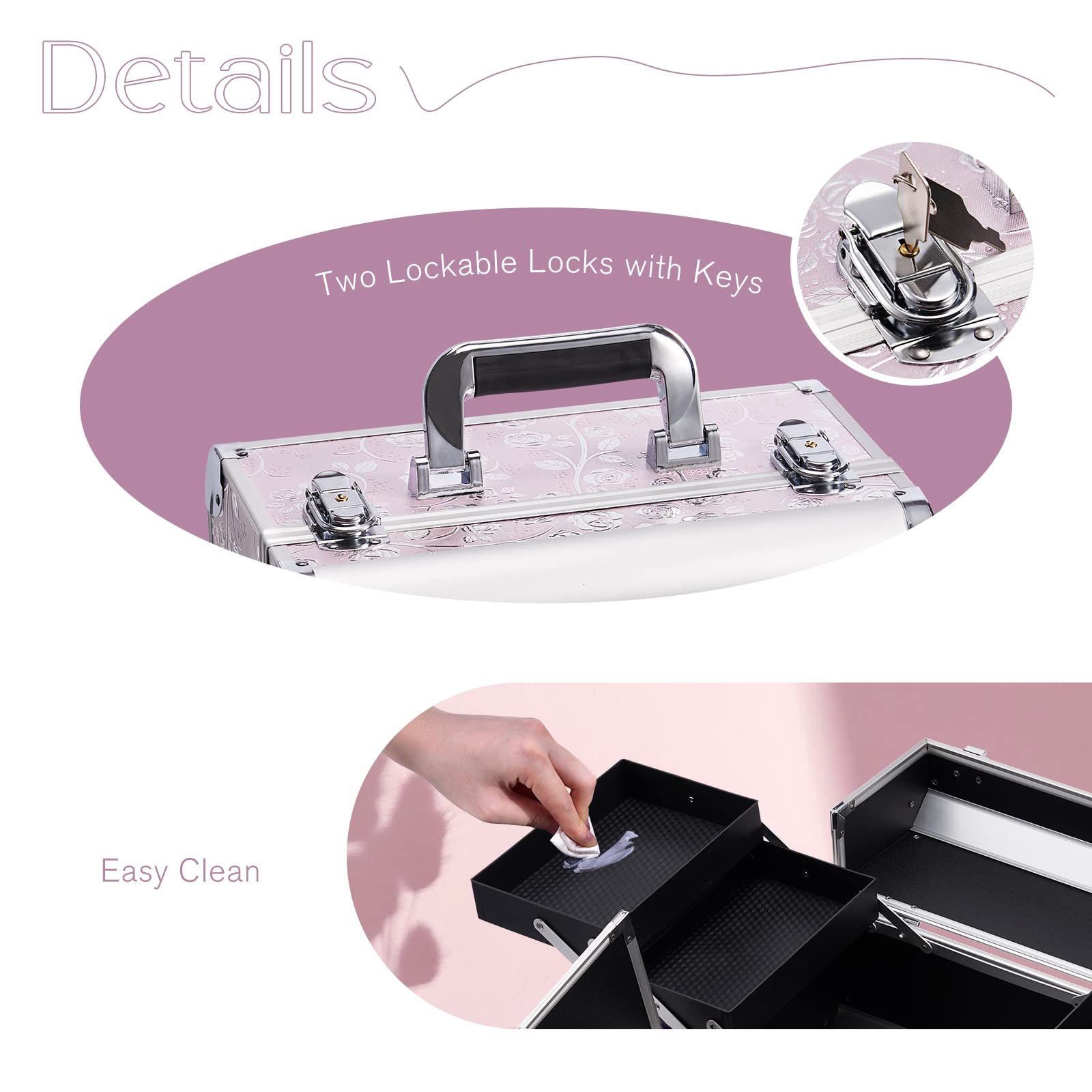 Alu Beauty Case Kosmetikkoffer Make-up Aufbewahrung Rosa