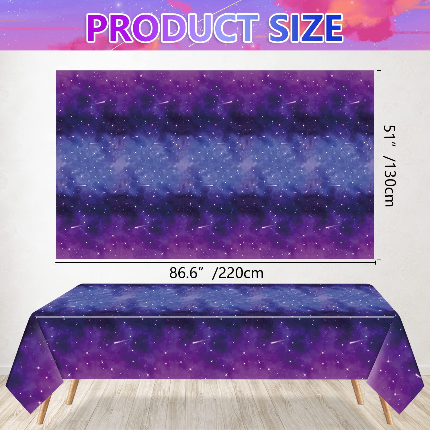 QUERICKY 4 Pack Space Galaxy Party Tablecloths, Starry Night Tablecover Supplies, 51x87'' Plastic Galaxy Table Cover for Space Theme Party Decorations, Outer Space Stars Theme Birthday Decor