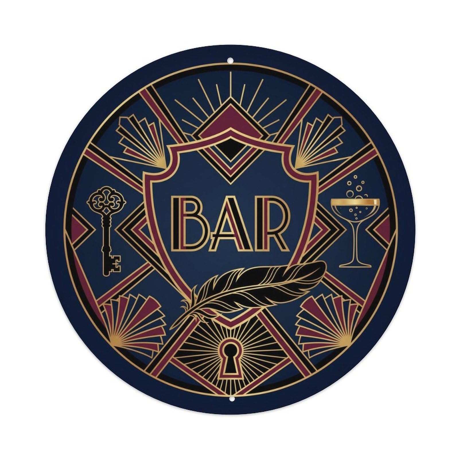 BAR Underground Speakeasy Shield Metal Tin Sign Plaque Wall Decor for Cafe, Club Bar, Office, Home Garden Round Metal Poster 8x8Inch