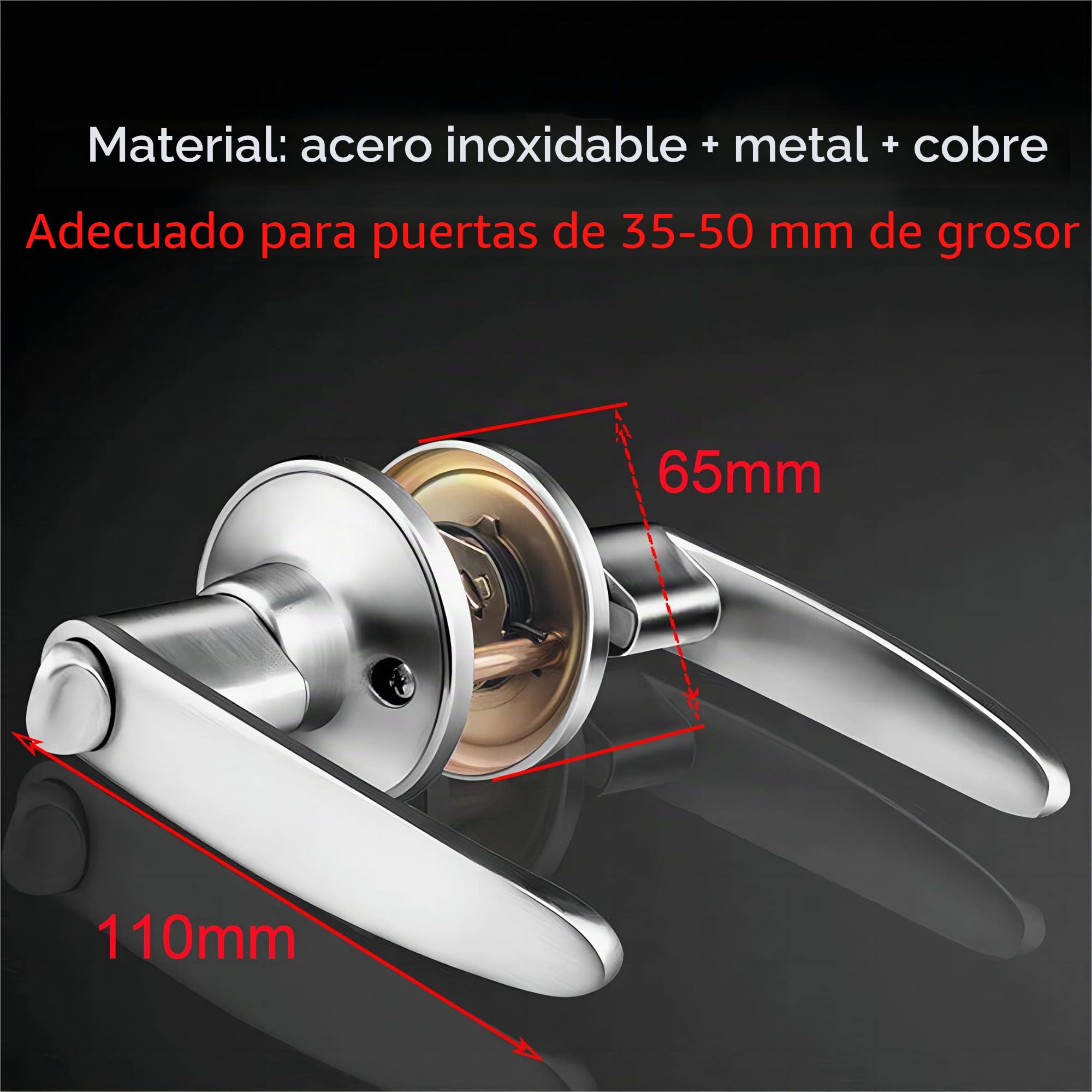 Qrity Avanzado Pesado Pomo de puerta, con cerradura de puerta para entrada o paso, Entrance