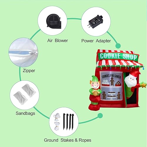 Vista 21 de Decoración inflable de 7 pies de largo para automóvil, árbol de Navidad rojo con luces LED decorativas para patio al aire libre, decoración