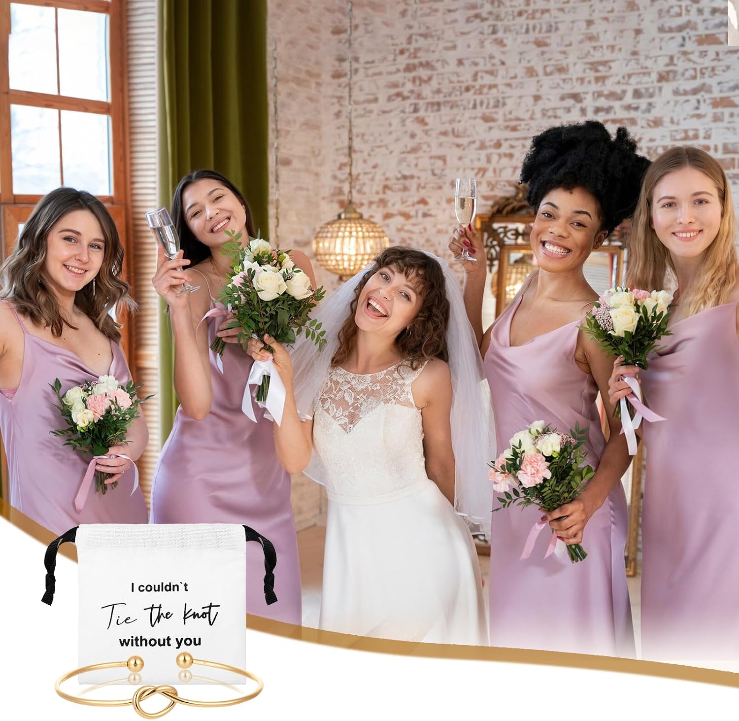 4 or 6 Pcs Bridesmaid Gifts Knot Bracelets for Women Wedding Party Favors