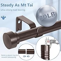 Vista 3 de Barras de cortina de bronce para ventanas de 30 a 42 pulgadas (2.5-3.5 pies), barras de cortina resistentes de 1 pulgada de diámetro, barra