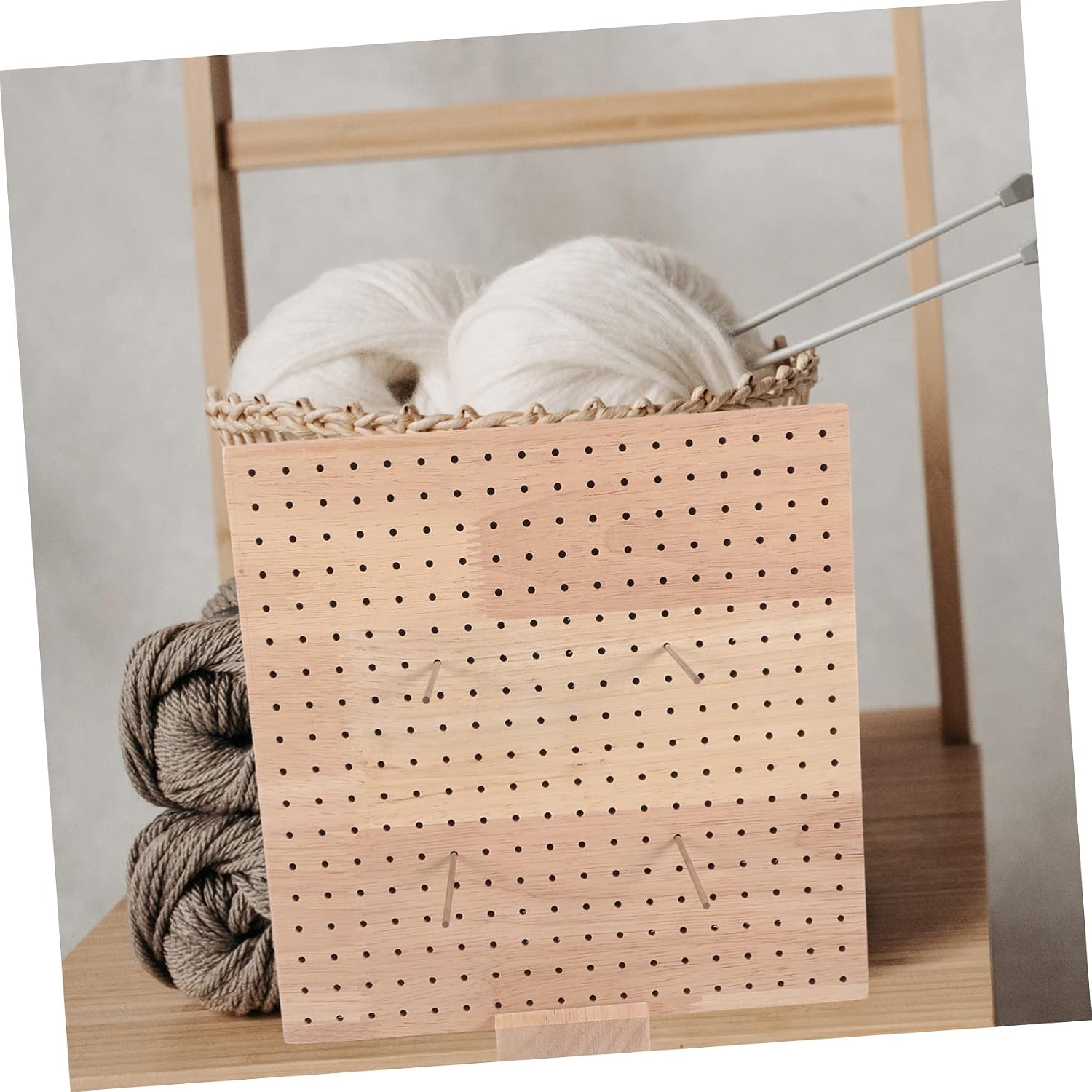 Gadpiparty 1Set Crochet Square Blocking Board Durable Wood Blocking Board for Crocheting Includes Needles Easy to Use Weaving Supplies for Beginners DIY Projects
