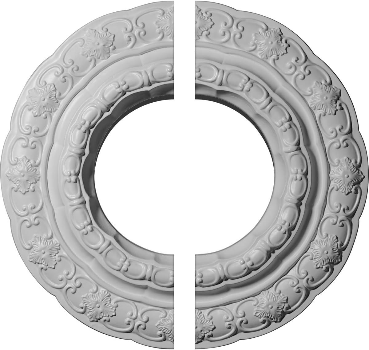 Ekena Millwork CM15LI2 Lisbon Ceiling Medallion, 15 3/8"OD x 7"ID x 1"P (Fits Canopies up to 7"), Factory Primed