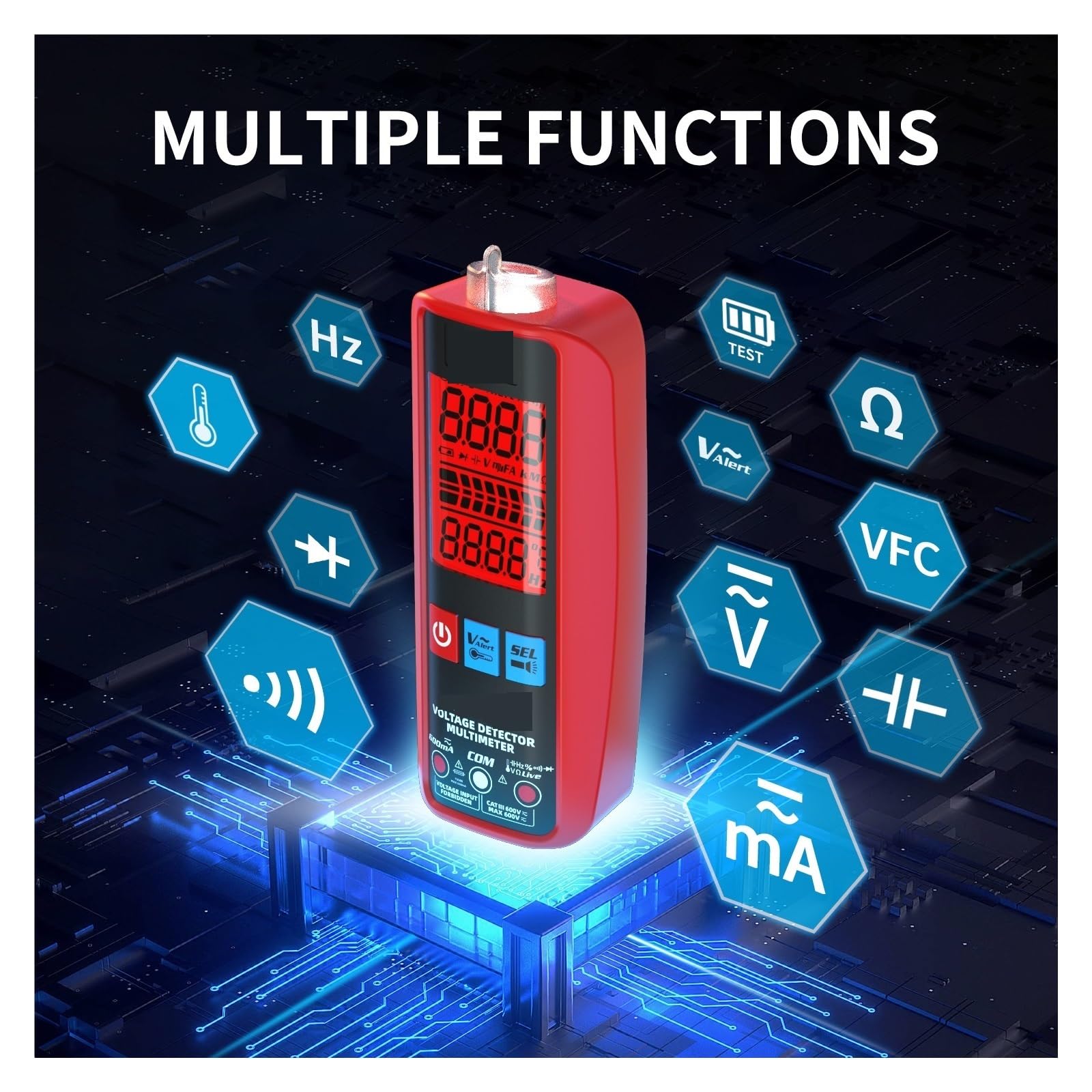 Inteligentny Multimetr Cyfrowy VFC DC AC Tester Napięcia Woltomierz True Dioda Pojemnościowa Ohm NCV Bezdotykowy Szybko Dokładnie Łatwy Odczyt(A5X USB Charging)