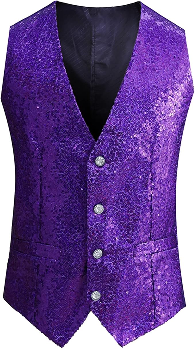 Glimmende Gouden Pailletten Vest Man ==> Feestwinkel XL