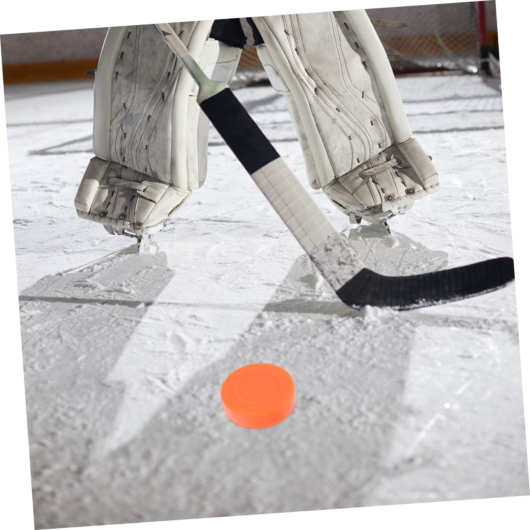 OHPHCALL 3 Pack PVC Hockey Pucks for Street Game Sturdy Flat Ice Puck Balls Smooth Surface Orange for Men's Women's Outdoor Sports Accessories