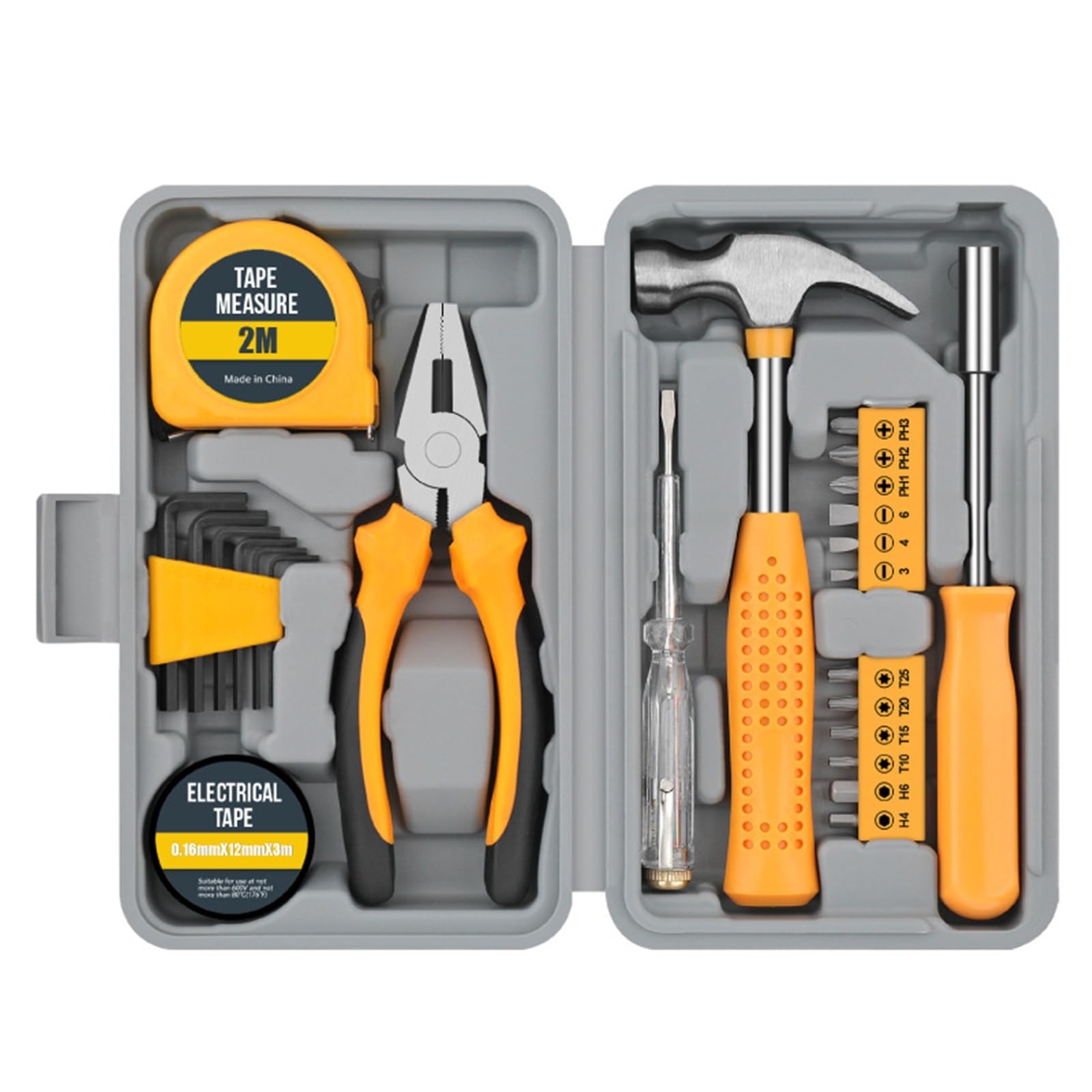 Juskaqzyi Women's Yellow Tool Chest 24Pcs Home Diy Tool Kit For Household Office & Garage Repair Small Hand Tool Set With Storage Case Toolbox(Yellow)