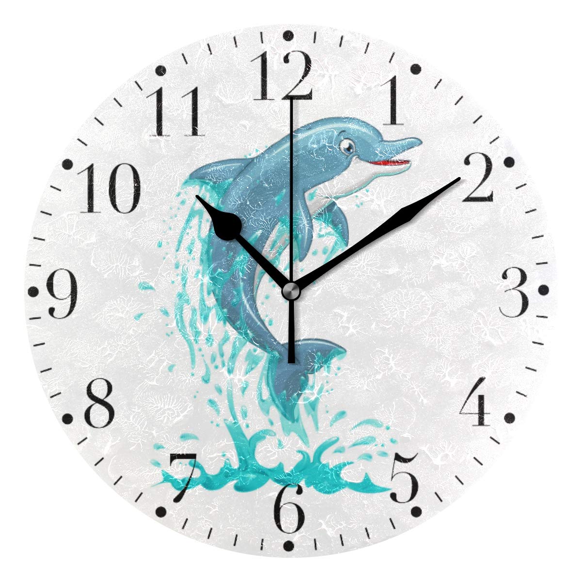 Horloge murale pour chambre et maison ronde moderne de 25cm style dauphin mignon