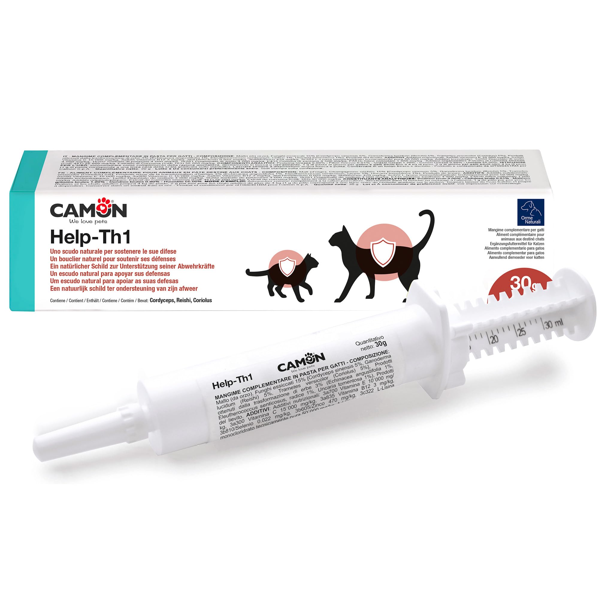 CAMON | HELP-TH1 Pasta in Siringa, Alimento Complementare per Sostenere le Difese Immunitarie di Gatti, 30g