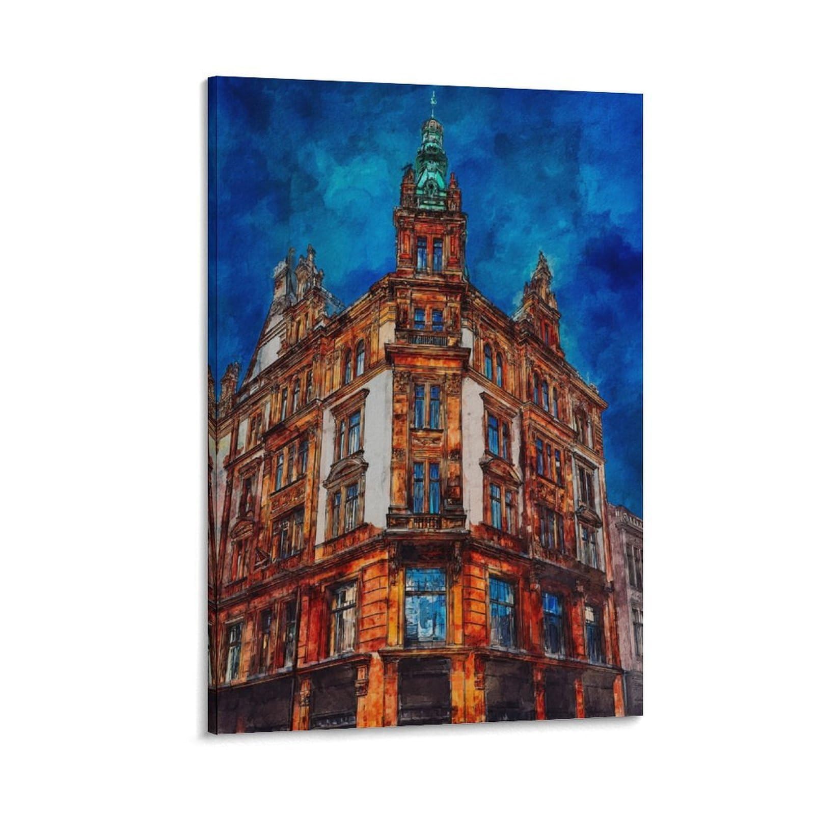 Lcynnh Frame-Style Leipzig Germany 24X36inch(60X90cm) Vintage Travel Poster Watercolor Canvas Art