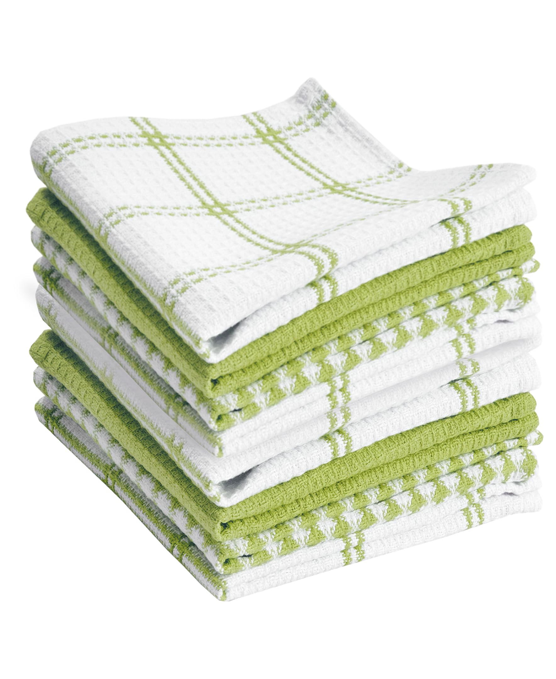 Torchons de cuisine verts lot de 8 carrés de coton pour nettoyer et sécher