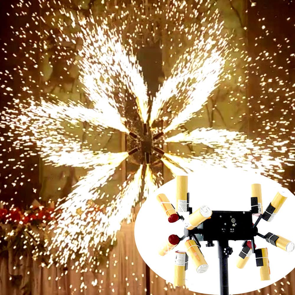 Système De Tir De Feux d'artifice,Récepteur De Feux d'artifice Froid 12 Pièces,Machine à Fontaine à étincelles Rotative à Double Roue avec Télécommande sans Fil,pour équipement De Scène De Mariage