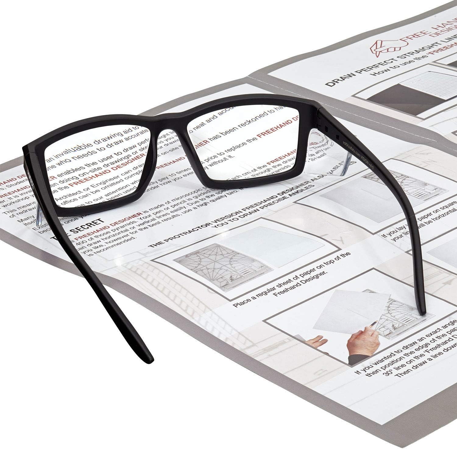 voltX 'VISION' Safety Readers, Full Lens Magnified Reading Safety Glasses (+1.5 Dioptre, Clear lens) ANSI Z87.1+ & CE EN166F - Anti fog coated UV400 lens - Image 6