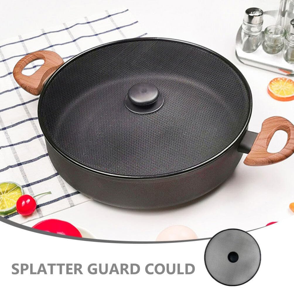 Kichvoe 9.84 Inch Mesh Splatter Screen Grease Splatter Guard for Frying Pan Skillet Oil Splash Protector with Handle for Cooking and Kitchen Safety