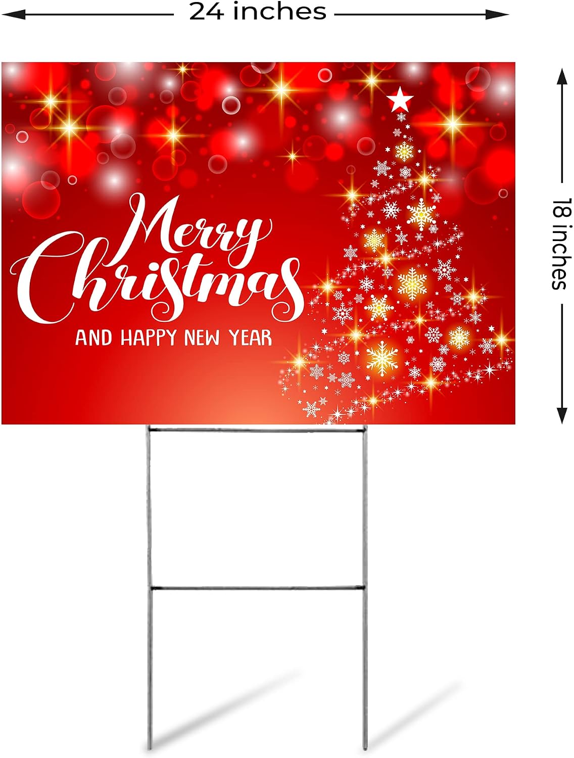 Merry Christmas Yard Sign Outdoor Merry Christmas Sign 18” x 24” Corrugated Plastic with Metal Stake (Double Sided)