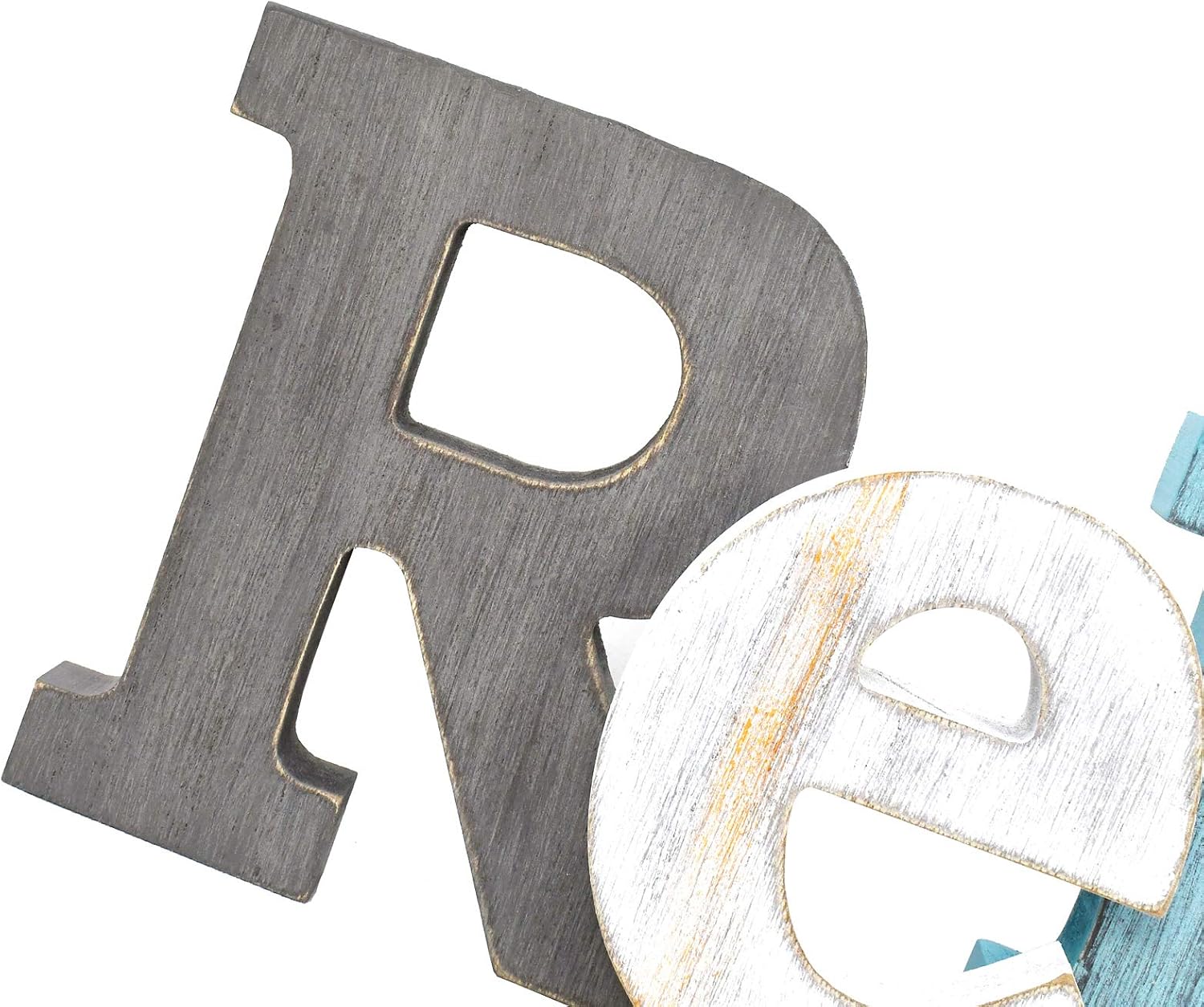 Linfevisi Wooden Relax Sign Aqua Hanging Block Letters Sign Rustic Freestanding Wood Word Decor Decorative Relax Table Sign Cutout Word Art Wall Decor (Relax) - Image 9