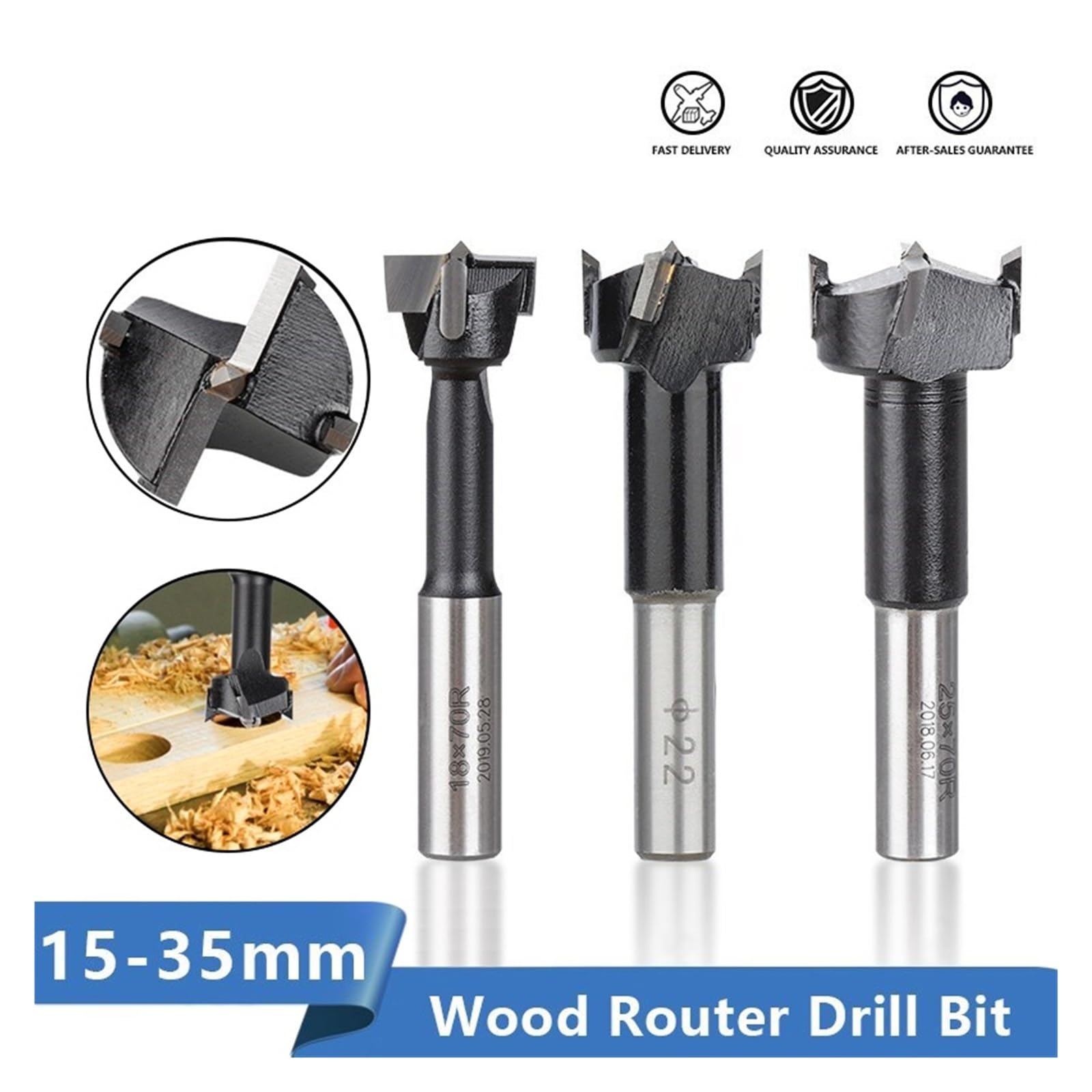 Fresa for fori 1 pz 15-35 mm 4 scanalature punta for trapano for fresatrice a rotazione destra punta for trapano a colonna for alesatrice lavorazione del legno(35x70R)