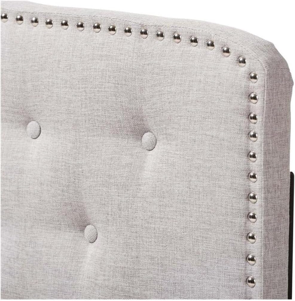 HomeStock African Artistry Modern and Contemporary Upholestered Fabric with Button Tufted Headboard Queen/Greyish Beige