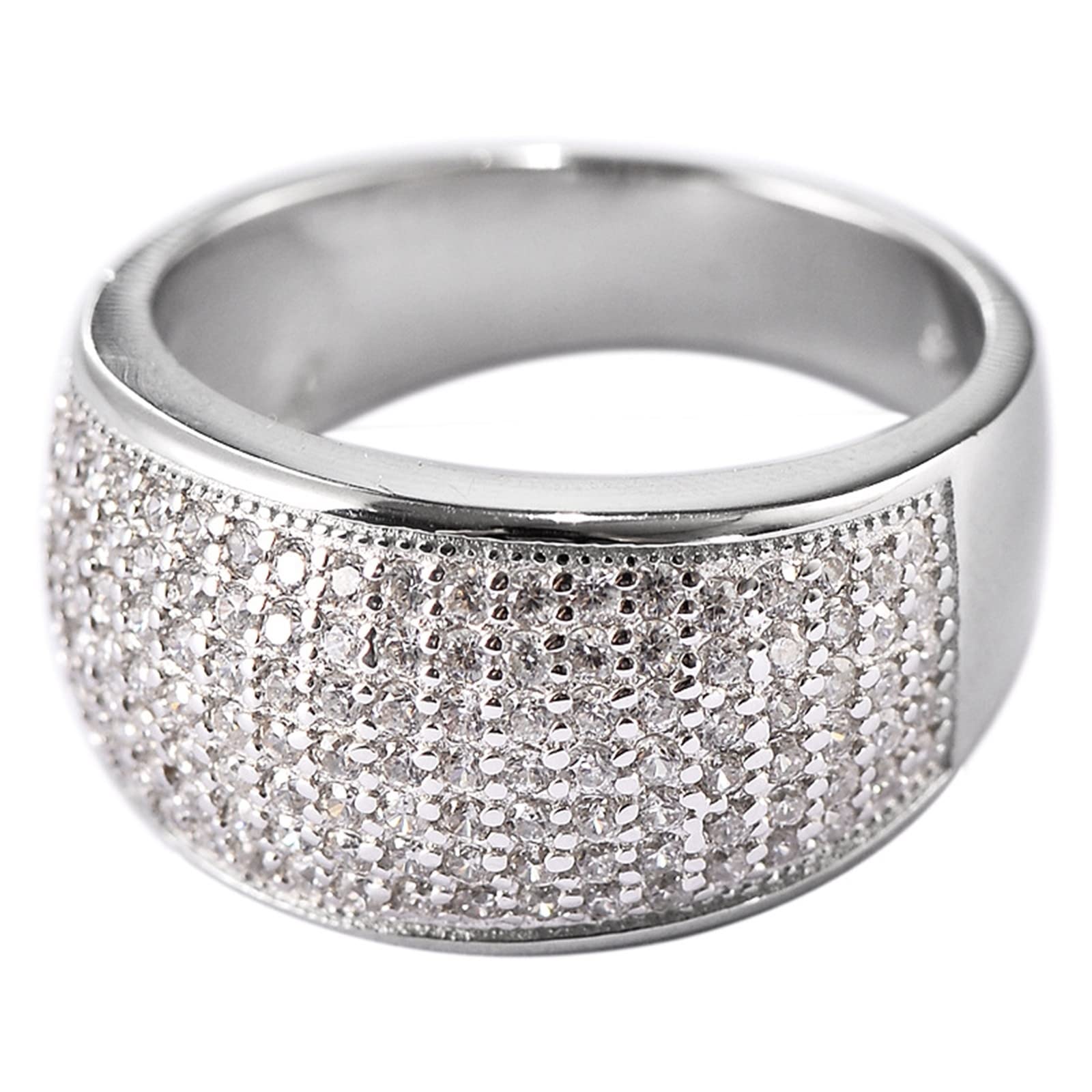 Anillo de plata de ley 925 para mujer, anillo de compromiso simple con circonitas, plata para mujer
