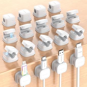 Rocoren 18Pack Magnetic Smooth Adjustable Cable Clips Cord Organizer