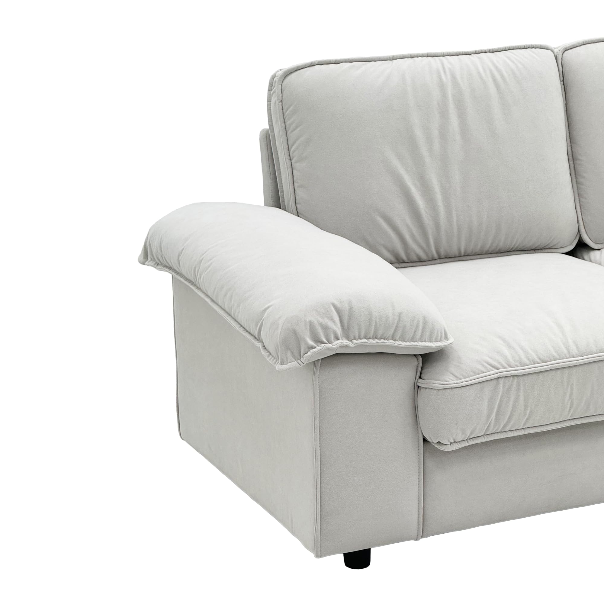 201cm Velvet-Sofa für kleine Räume, Moderne 2-Sitzer Loveseat Couch mit verstecktem Stauraum, High-Density-Schaumstoff mit Breiten Armlehnen für Wohnzimmer Apartments (Cremeweiß)