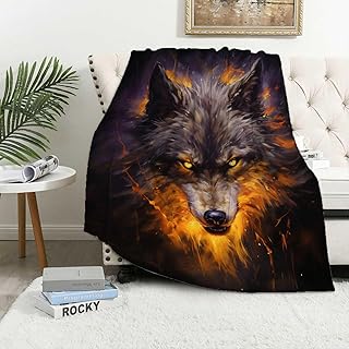 Firmiso Wolf Throw Blanket for Adults, Wolf Gifts for Men and Women, Wild Animal Home Decor for Bed and Living Room, Soft Fleece Throw, 50x40 Inches, 310 GSM, Single Side Printed