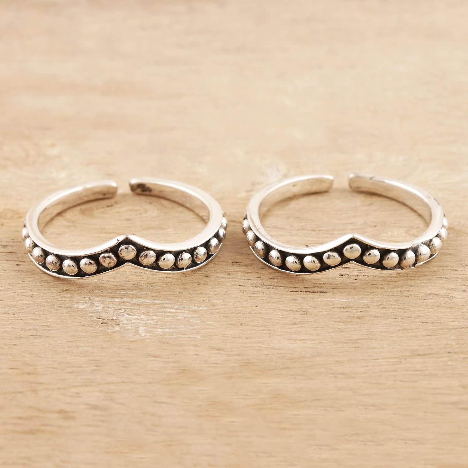 NOVICA Handmade .925 Sterling Silver Toe Rings Crafted Pair Band India [3 mm W] 'Silver Lady'