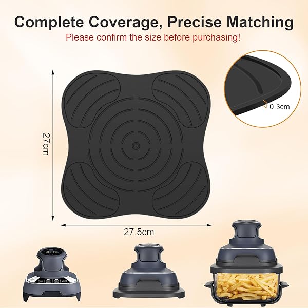 Alyvisun Sottopentola In Silicone Riutilizzabile per Friggitrice ad Aria, Resistente al Calore, Antiscivolo per Piani di Lavoro in Cucina, Accessori Friggitrice ad Aria Anti-Deformazione - 2
