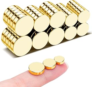 50Pcs Small Magnets, 3 Different Size Golden Magnet Small Refrigerator Magnets for Crafts, DIY, Office