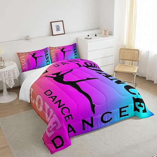 Miniatura 5 de Feelyou Juego de edredón de gimnasia Love Ballet para niñas y niños edredón decorativo de ejercicio de suelo juego de ropa de cama de atletismo rosa