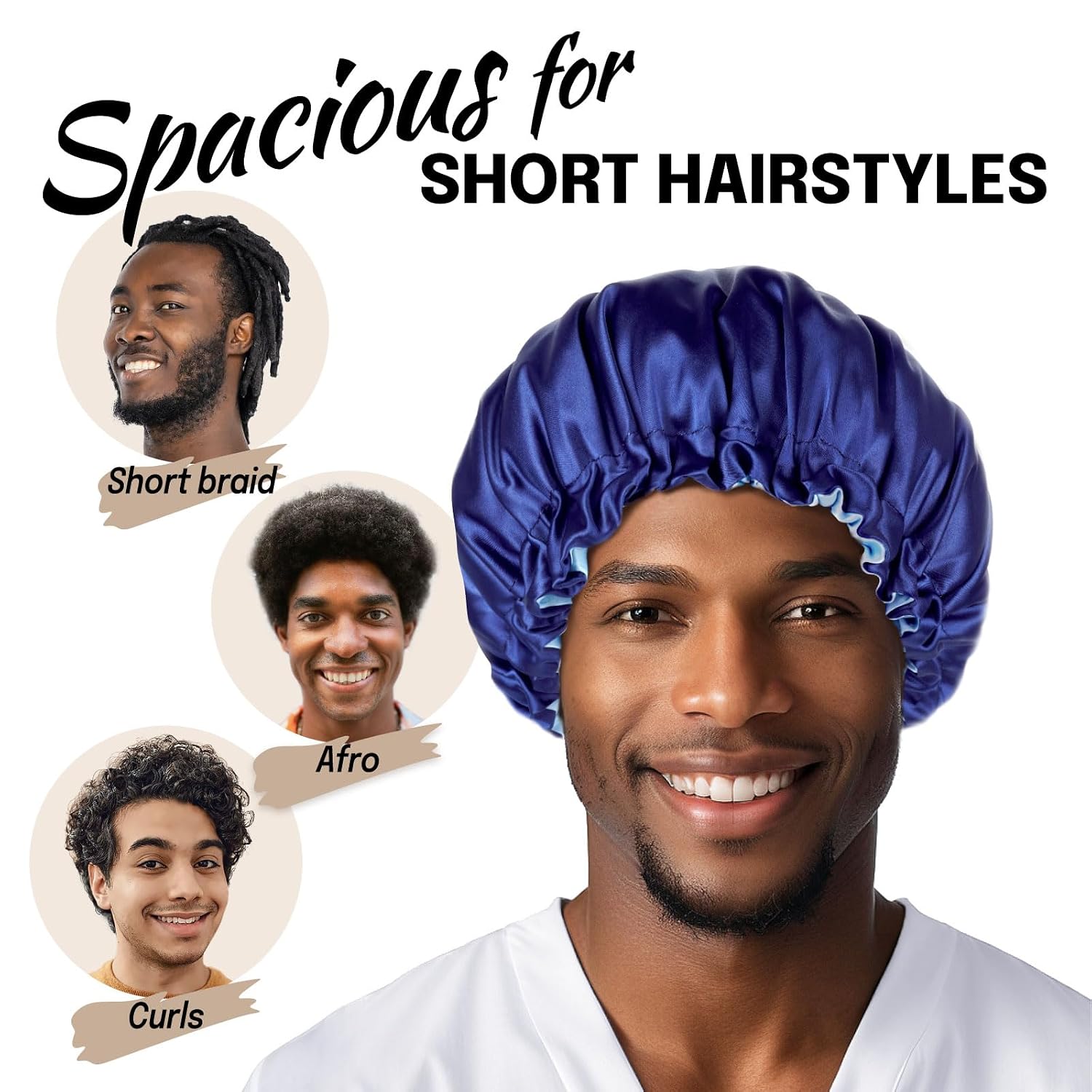 FITTIA Satin Hair Bonnet for Small Head Men&Boys Teens with Short Hair image 3