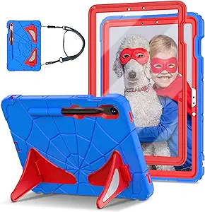 SIBEITU Case for Samsung Galaxy Tab S9 11 Inch/Galaxy Tab S9 FE 10.9 Inch 2023 for Kids with Screen Protector Stand, Kids Friendly Shockproof Case with Shoulder Strap for Samsung Tab S9/S9 FE, Blue