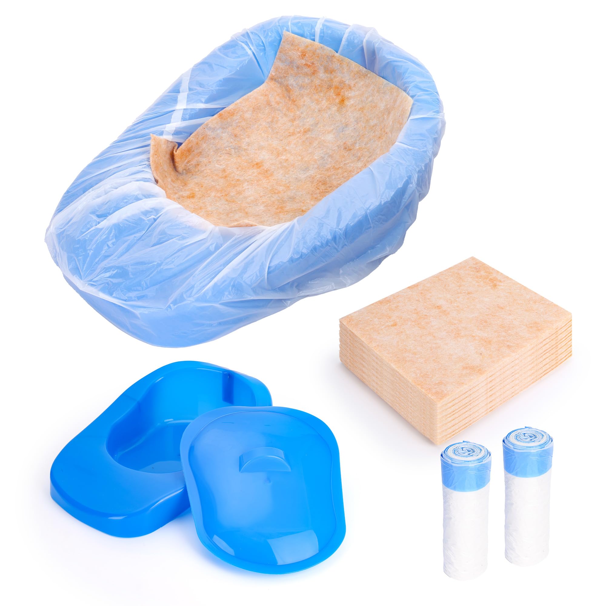 Set di padelle usa e getta con 30 cuscinetti e 30 sacchetti di rivestimento, padella per uomini e donne, padella resistente per ospedale casa anziani, pazienti costretti a letto